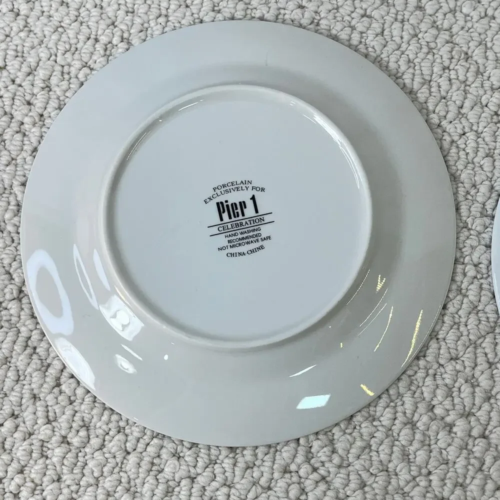 Accent China Salad Plates Celebration Pier 1 Blue Star/Red Star 7 5/8